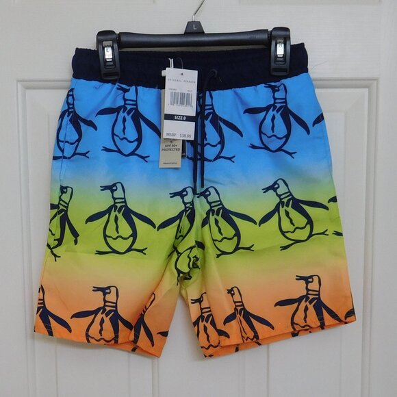 NWT Boys Penguin Colorful Print Swim Shorts sz 8 - Picture 1 of 1